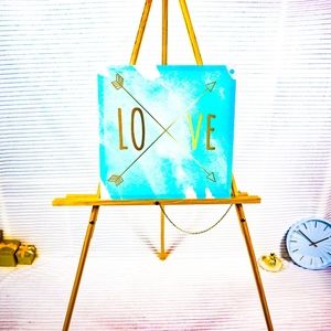Sky blue "LOVE" canvas wall art